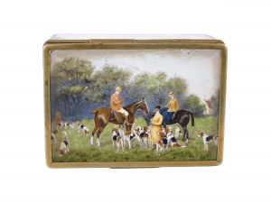 Tin with hunting scenes