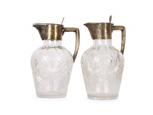 Pair of glass carafes, around 1900/20