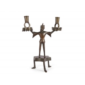 Candlestick with miner, two-armed, in the 15th century style