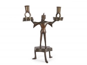 Candlestick with miner, two-armed, in the 15th century style