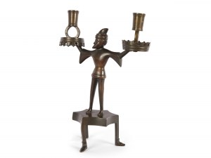 Candlestick with miner, two-armed, in the 15th century style