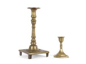 2 brass candlesticks, Baroque, 17th/18th century