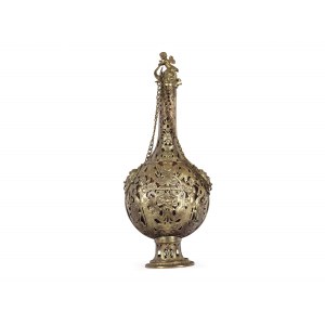Butelka pielgrzyma, ażurowa figurka, Wenecja, XIX wiek