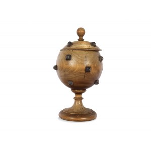 Lidded goblet with iron rivets, around 1900