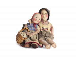 Elli Riehl, Villach 1902 - 1977 Villach, Dwoje siedzących chłopskich dzieci