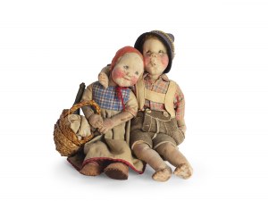 Elli Riehl, Villach 1902 - 1977 Villach, Zwei sitzende Bauernkinder