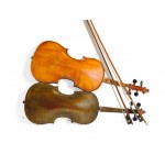 Mixed lot: 2 violins with two bows