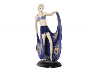 Goldscheider Vienna c. 1920/25, Dancer in a blue skirt