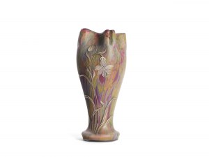 Vase mit Glockenblume in Relief, Jugendstil, um 1900