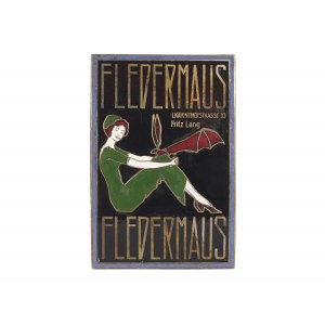 Fritz Lang, Austria, 1880-1976, tabliczka z napisem Cabaret Fledermaus, w stylu Wiener Werkstätte