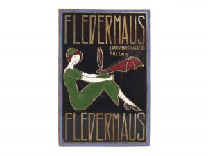 Fritz Lang, Rakousko, 1880 - 1976, plaketa Cabaret Fledermaus, ve stylu Wiener Werkstätte