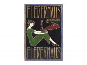 Fritz Lang, Austria, 1880 - 1976, placca Cabaret Fledermaus, stile Wiener Werkstätte