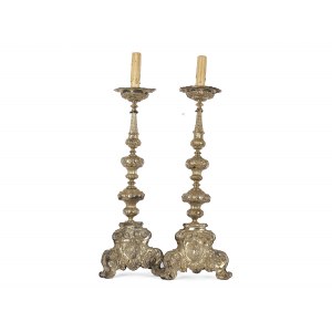 Pair of baroque candlesticks, 18th century