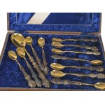 Dessert set, 11 spoons, 1 serving tray