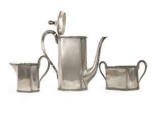 Set di tre pezzi in argento per moka