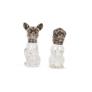 Salt and pepper shakers in the shape of dog heads