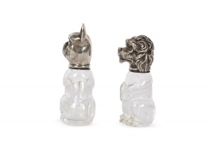 Salt and pepper shakers in the shape of dog heads