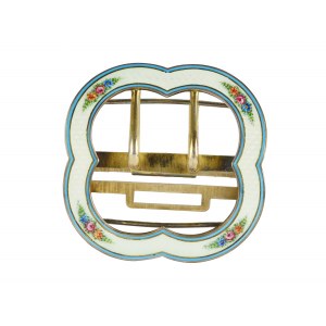 Belt buckle, silver & enamel