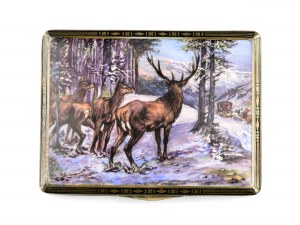 Tin, painting with deer motifs