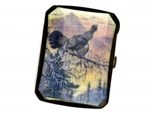 Cigarette tin, painting with capercaillie