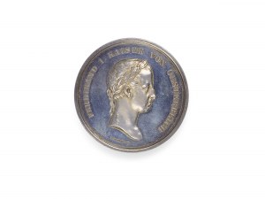 Medal Ferdynanda I, cesarza Austrii, rewers: Iglica katedry św. Szczepana, 1843 r.