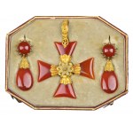 Súprava šperkov: náušnice a prívesok v tvare kríža, biedermeier, okolo 1840/50