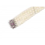 Four-row pearl bracelet