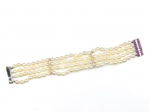 Štvorradový perlový náramok