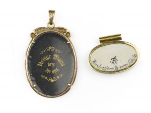 Pair of pendants with porcelain painting