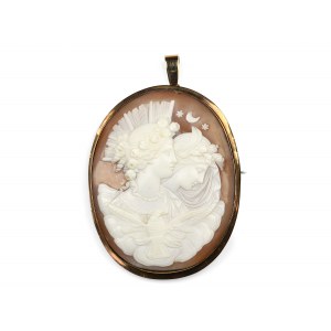 Large shell cameo brooch