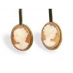 Set: Pair of earrings & ring with shell cameo