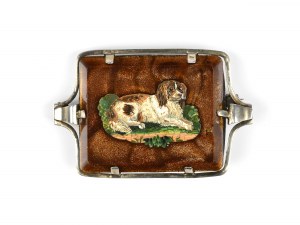 Brooch with micromosaic of the Cavalier King Charles