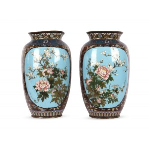 Paar Cloisonné-Vasen, Japan, Meiji-Zeit, 1868-1912