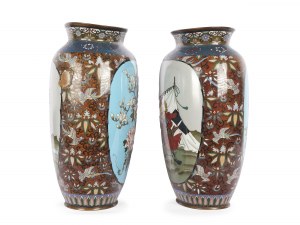 Pár váz cloisonné, Japonsko, obdobie Meidži, 1868-1912