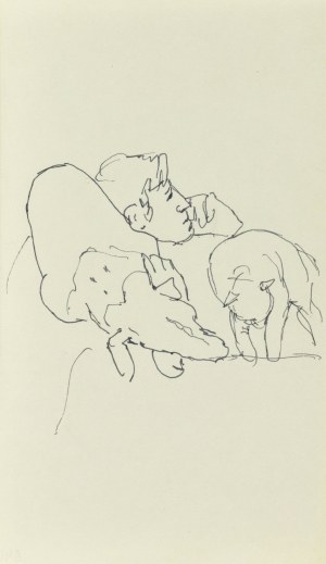 Ludwik MACIĄG (1920-2007), Lying man with sleeping dog