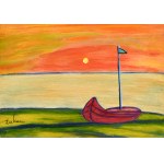 Eugeniusz TUKAN-WOLSKI (1928-2014), Pejzaż z łódką o zachodzie słońca