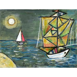Eugeniusz TUKAN-WOLSKI (1928-2014), Barche sullo sfondo della luna