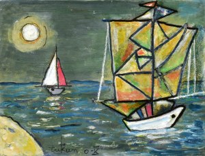 Eugeniusz TUKAN-WOLSKI (1928-2014), Boats against the background of the moon