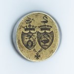 Siegelkolben mit Wappen: Slepowron und Dunin auf einem Holzgriff