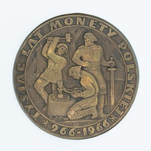 Targa commemorativa - 1000 anni di monetazione polacca 966-1966.