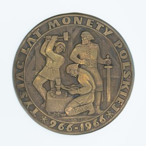 Plaque commémorative - 1000 ans de monnaies polonaises 966-1966.