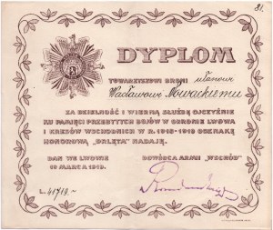 Diploma for the badge of honor of the Eaglets of Lviv
