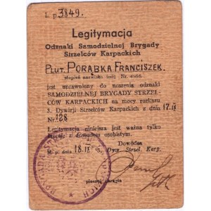 Legitimation Badge of the Independent Carpathian Rifle Brigade L. p.3849