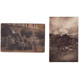 Serie di fotografie di gruppo di soldati dell'esercito austro-ungarico ai mortai