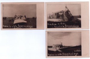 Zestaw fotografii z katastrofy lotniczej - 3 sztuki