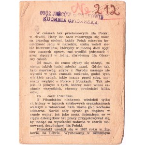 Broszura o Józefie Piłsudskim nr 212 z pieczątką