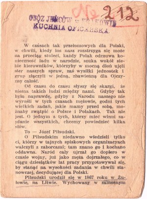 Heftchen über Józef Piłsudski Nr. 212 mit Stempel