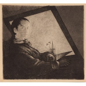 Jan Piotr Norblin de la Gourdaine (1745 Misy-Faut-Yonne - 1830 Paríž), Autoportrét pred zástenou, po roku 1778
