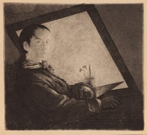 Jan Piotr Norblin de la Gourdaine (1745 Misy-Faut-Yonne - 1830 Paris), Autoportrait devant un écran, après 1778