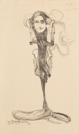 Witold Wojtkiewicz (1879 Varsovie - 1909 Varsovie), Jadwiga Mrozowska dans le rôle de Psyché dans la pièce de Jerzy Żuławski Eros et Psyché, 1904